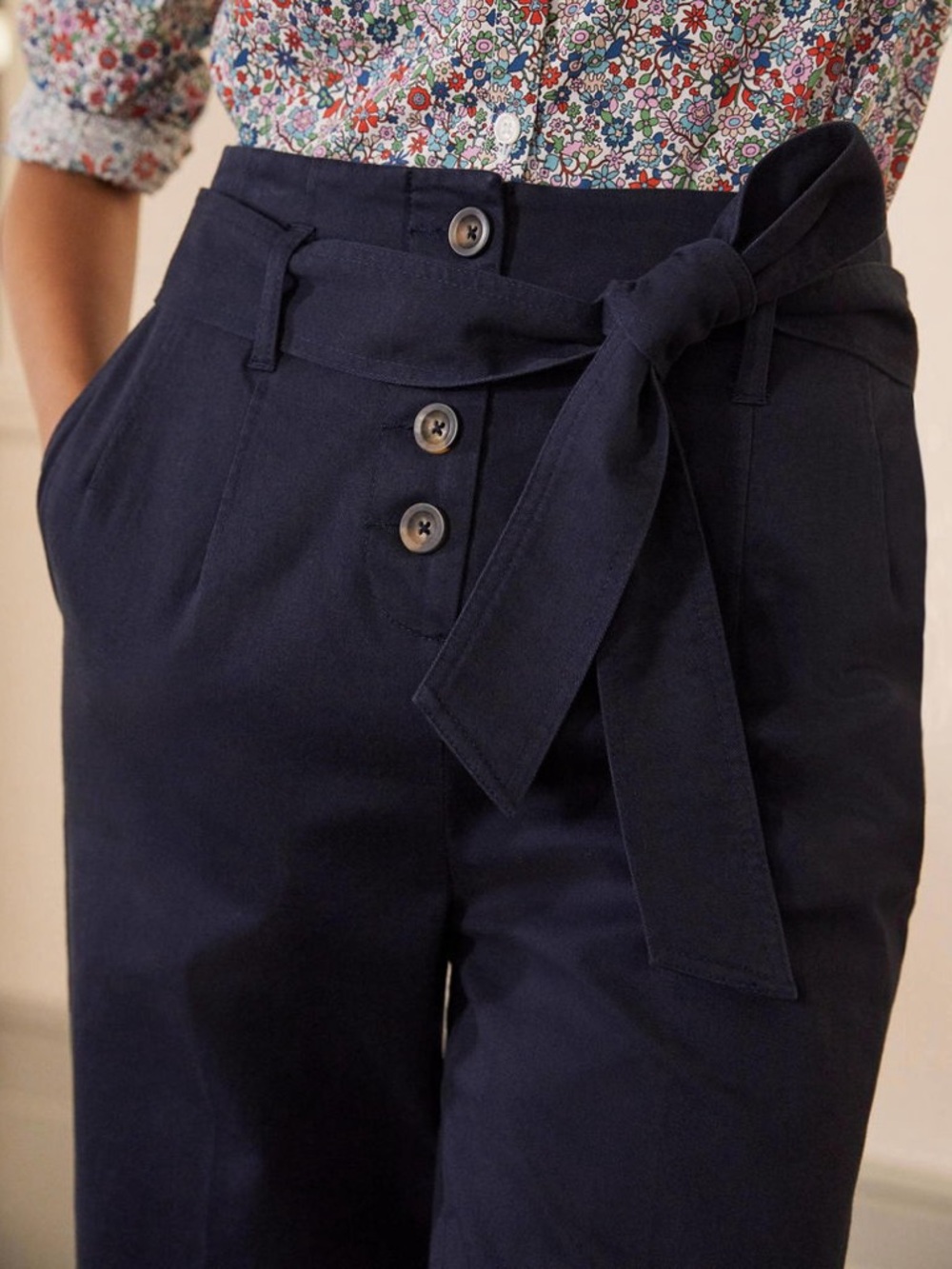 Nwt Boden Berkeley Tapered Trousers Women 12 Blue High Waist Coastal Preppy - Picture 3 of 9